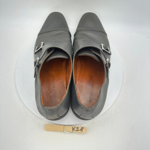 Wolf & Shepherd Gambit Men Size 11.5 Monk Strap Buckle Dress Shoes Black Leather